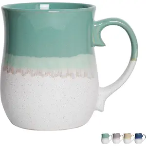 Ceramic Coffee Mug, 26 Oz, Dishwasher and Microwave Safe, Big   Cup, Reactive  (Mint Green)
