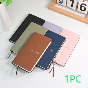 Todolist A6 Leather Cover Notebook, Maroon High-End Business Planner, Monthly Weekly Planner, Ideal for Handwriting, Retro Portable Travel Diary, Student School Supplies