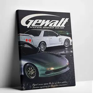 Vibrant Print Vintage Japanese Racing Cars Poster – Retro Magazine Cover Canvas Wall Art