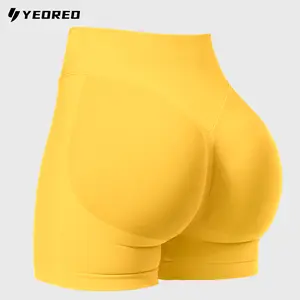 YEOREO SoftHue Women's Workout Gym Impact Shorts - Pink 3.6"/4.5" Seamless Hidden Scrunch Butt Lifting Athletic Bottoms Squat-Proof Mid-Rise Waistband