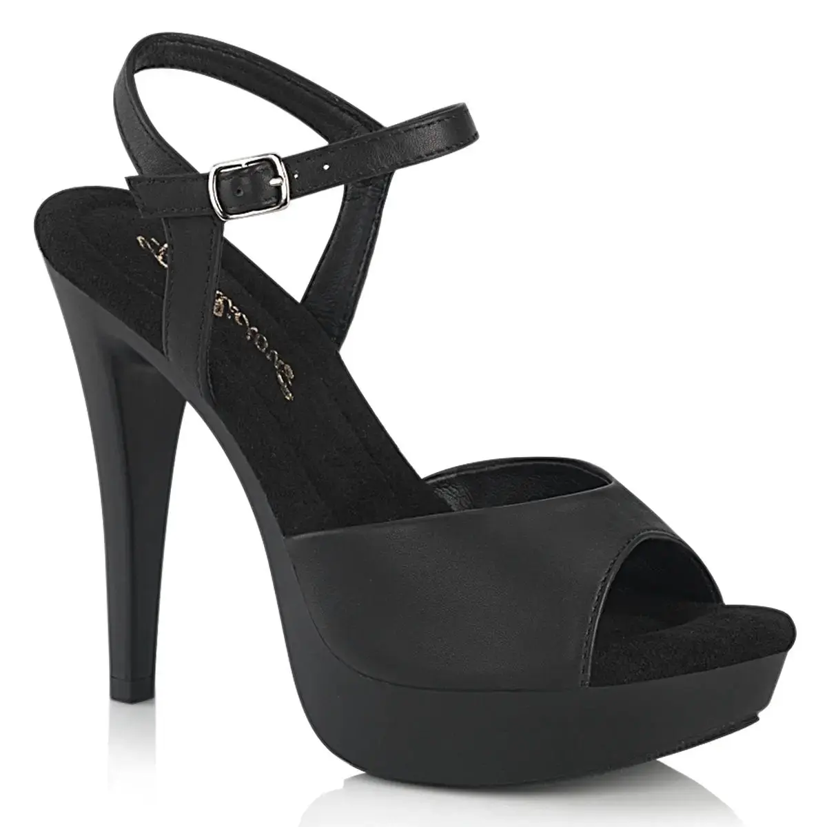 Fabulicious Cocktail-509 Women's Ankle Strap Sandal Black Vegan Leather
