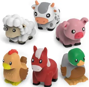 Tub Works Barnyard Mold Free Bath Toys 6 Pack Sealed No Hole Design Soft Squeezable Float on Water Farm Animals Baby Toddler Bathtub Toys Safe Baby Friendly