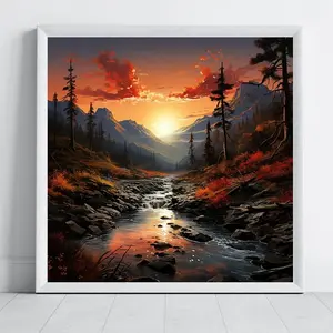 Sunset Landscape Diamond Painting Kit, Adult Art Craft Set, Frameless DIY 5D Diamond Art, Home Decor Handmade Gifts for Christmas, Mother's Day, Halloween