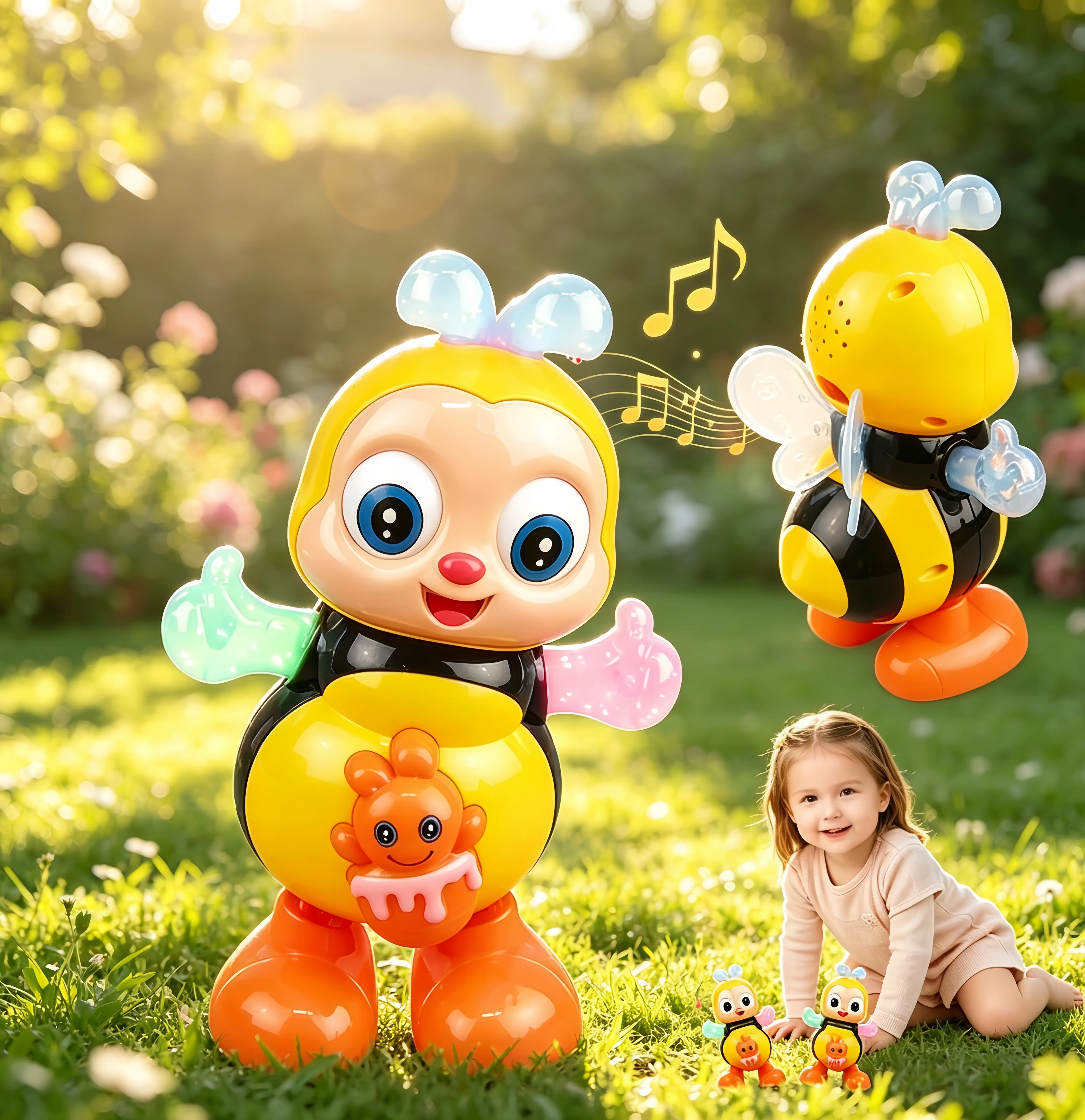 Electric Dancing Bee Toy - Sensory, Musical Light Up Plastic Toy with Flashing Lights, Music, Abs Movement, Battery-Operated Interactive Early Learning Gift for Boys & Girls Birthday Stress-relieving toys