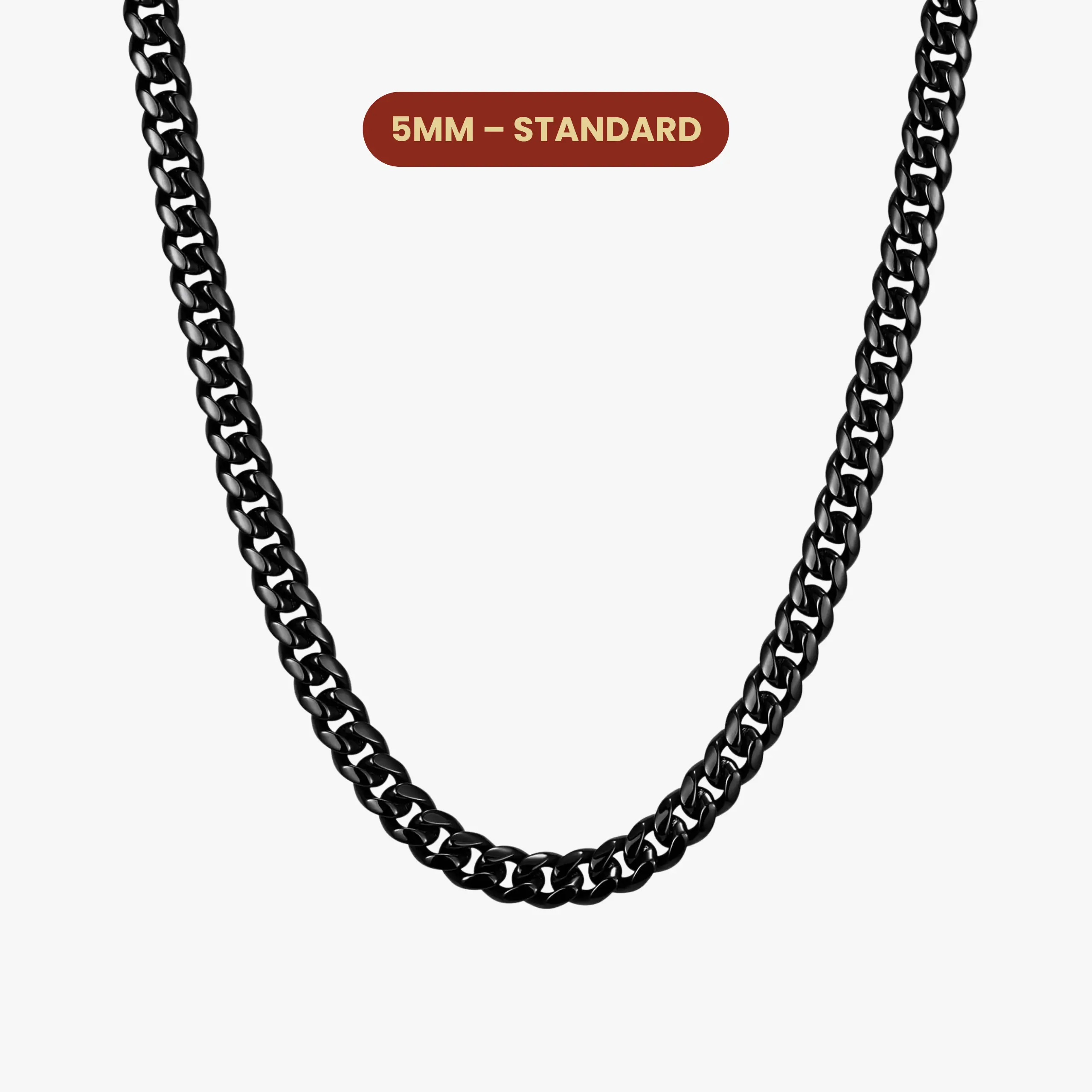 JAXXON Cuban Link Chain 5mm - Black - Waterproof - Box Clasp