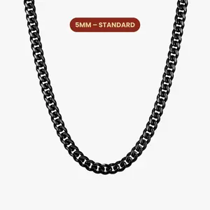 JAXXON Cuban Link Chain 5mm - Black - Waterproof - Box Clasp