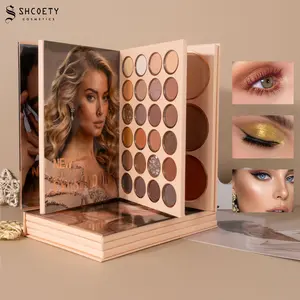 SHCOETY Three-layer makeup tray,24 Color Eyeshadow &24 Color Eyeshadow& 6 Highligther,Multi-functional Makeup Palette