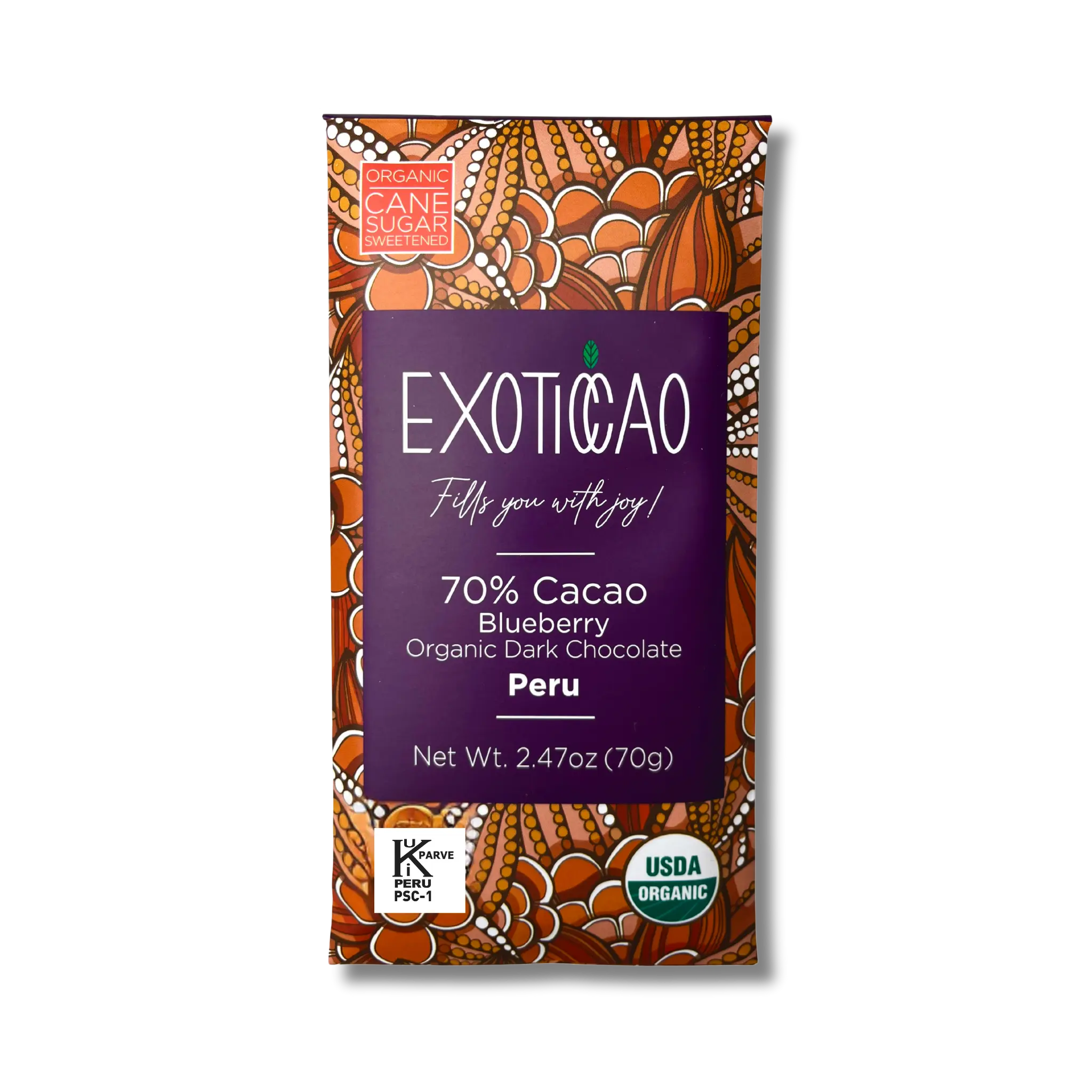Blueberry Organic Dark Chocolate Bar