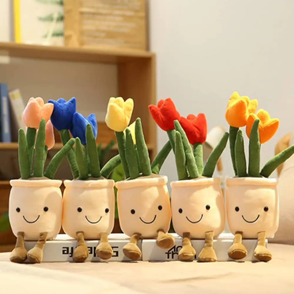 Chubbyjoy 13-in Realistic Multicolor Tulip Plush Toy, PP Cotton Filled Crystal Soft Stuffed Plant, Unisex Cute Collectibles, Garden Ornaments, Animals & Nature Themed House Decoration for Children Development