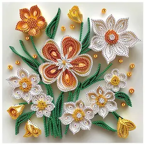 Flower Pattern Daisy DIY Diamond Arts Colorful Painting Kit without Frame, 5D Special Shape Diamond Handmade Mosaic Art Kit for Adults, DIY Diamonds Paintings Art for Home Wall Decor Gift