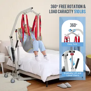 Electric Patient Lift, Medical Transfer Lifts for Seniors with Sling, Sit to Stand Lift for Elderly, Full Body Transfer Chairs for Bed, Car, Wheelchair and Floor, 510LBS Weight Capacity