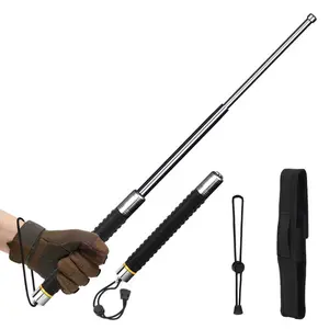 Collapsible Multi-Function Trekking Poles 26" Lightweight Adjustable Hiking Sticks with Anti-Slip Grip Durable Metal Construction for Mountain Climbing Long-Distance Trekking Emergency Outdoor Survival Gear (1.5lb/pc)
