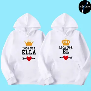 King and Queen Couple Hoodies Graphic Hoodie Casual  Fleece Fabric Pullover Hooded Sweatshirt for Women for Men, Perfect Love Gift