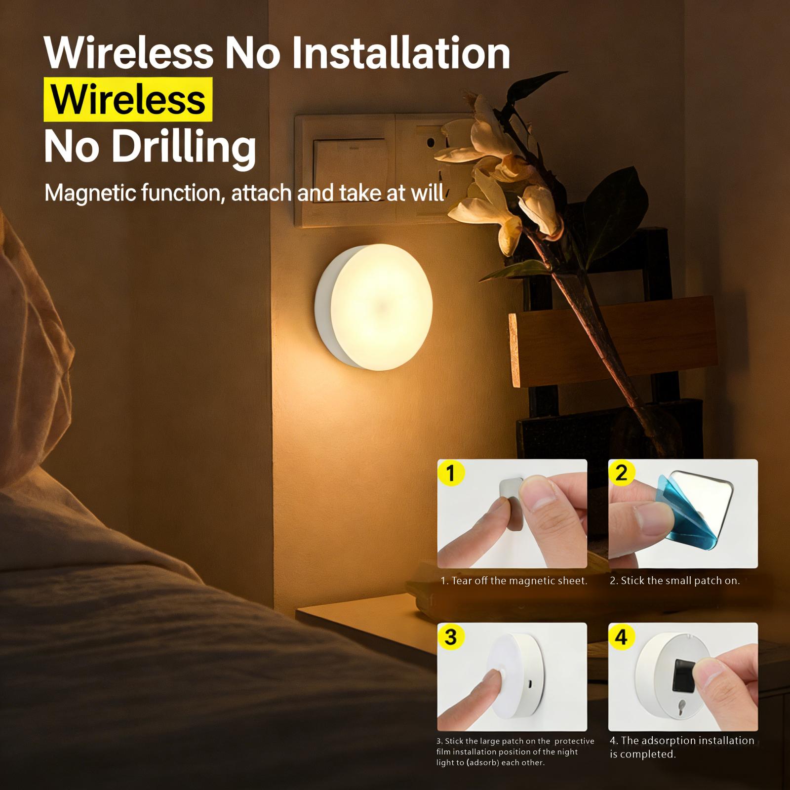 Dimmable touch light, rechargeable battery-powered touch light, magnetic adhesive wardrobe light with two lighting modes and USB charging mode, wireless magnetic sticker night light, 3000K warm white light, powered by a 1000 mAh battery, warm yellow, dimm