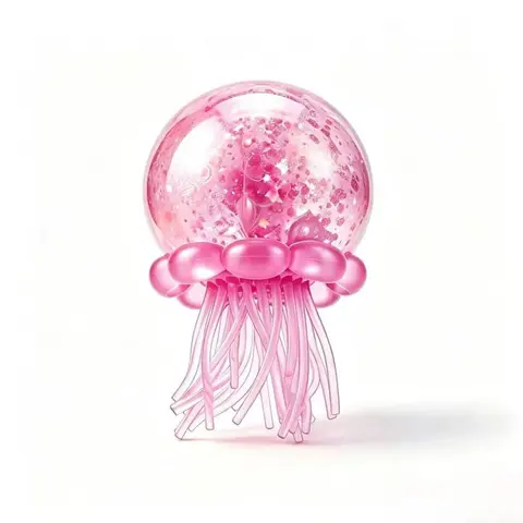 KIDGENIUS Unisex Pink Squishy Jellyfish Glitter Toy - Non-Toxic TPR Smooth Edges, Classroom Fidget Buddy, ADHD Support Sensory Stress Relief Tool, Party Favor