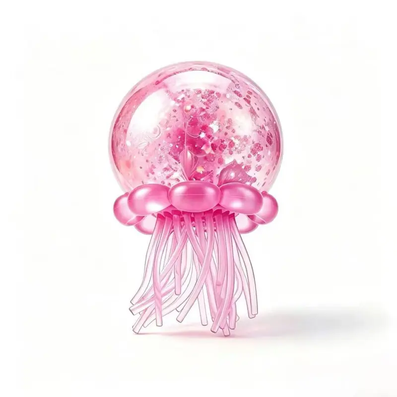KIDGENIUS Unisex Pink Squishy Jellyfish Glitter Toy - Non-Toxic TPR Smooth Edges, Classroom Fidget Buddy, ADHD Support Sensory Stress Relief Tool, Party Favor