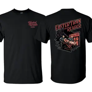 Faster Than The Reaper EMT Graphic Tee, Funny Paramedic Dark Humor Shirt, Gift for EMS Workers and First Responders, Unisex Cotton Short Sleeve Casual Shirt