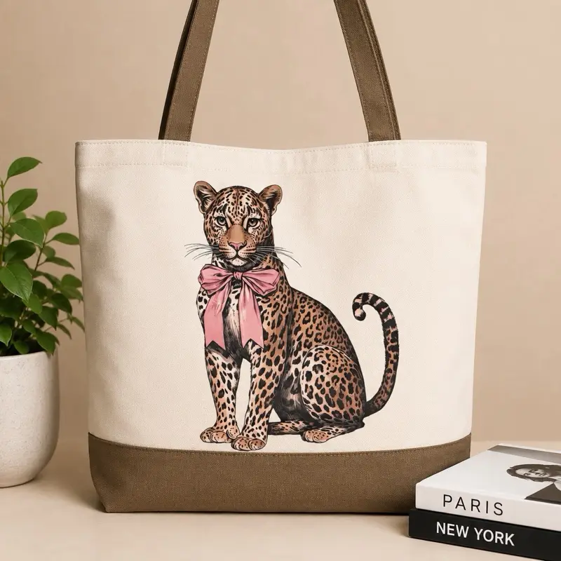 Women's Cheetah Animal Print Lightweight Canvas Tote Bag