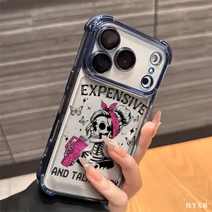 Electroplated Skeleton Girl TPU Smartphone Cover - Transparent Soft Back, Protective Accessory for iPhone 17,16,15,14,13,12,11,X,XS,XS Max, Ideal Holiday Gift