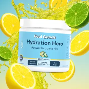 Feel Goods Hydration Hero | 1000mg Electrolytes Drink Mix, Real Sea Salt, Trace Minerals, Organic Tart Cherry, Coconut, Aloe Vera, L-Theanine, B-Vitamins | Zero Sugar, Keto, Vegan, Non-GMO