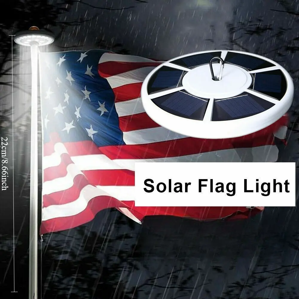 LED Solar Flag Pole Downlight - Solar Outdoor Lights with Auto Dusk-Dawn, Adjustable Brightness, Rechargeable Battery, Upgraded Circuit, Waterproof, Includes Hangers, Light Up Your Space for Courtyard, Garden Display