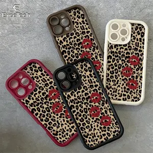 Retro Leopard Lip Print Pattern Phone Case for iPhone17Pro Max/11/12/13/14/15/16/17/XS and Compatible with the Samsung Galaxy S26 Ultra/S25/S24/S23/S22 series; features a precision-cut design for a snug fit, providing comprehensive protection.47