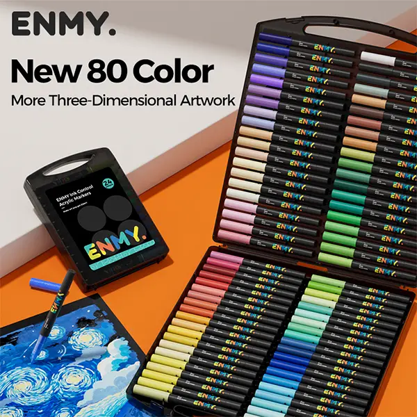 ENMY 80/60 Colors Direct Liquid Acrylic Markers, Waterproof Flexible Tip Paint Pens for Various Surface