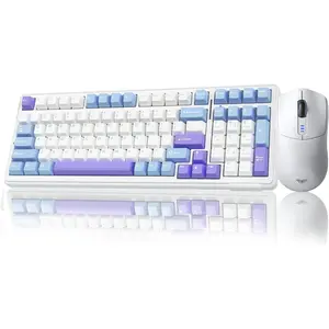 Keyboard and  Combo, F99 Mechanical Keyboards Hot Swappable Custom Keyboard+SC580  Gaming  White