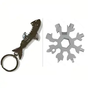2-Piece Multifunctional Stainless Steel Mini Screwdriver Set, Key Chain Bottle Opener, Star Screwdriver, 18-In-1 Mini Wrench, Outdoor Tools, Edc Multi Tools, Multitool