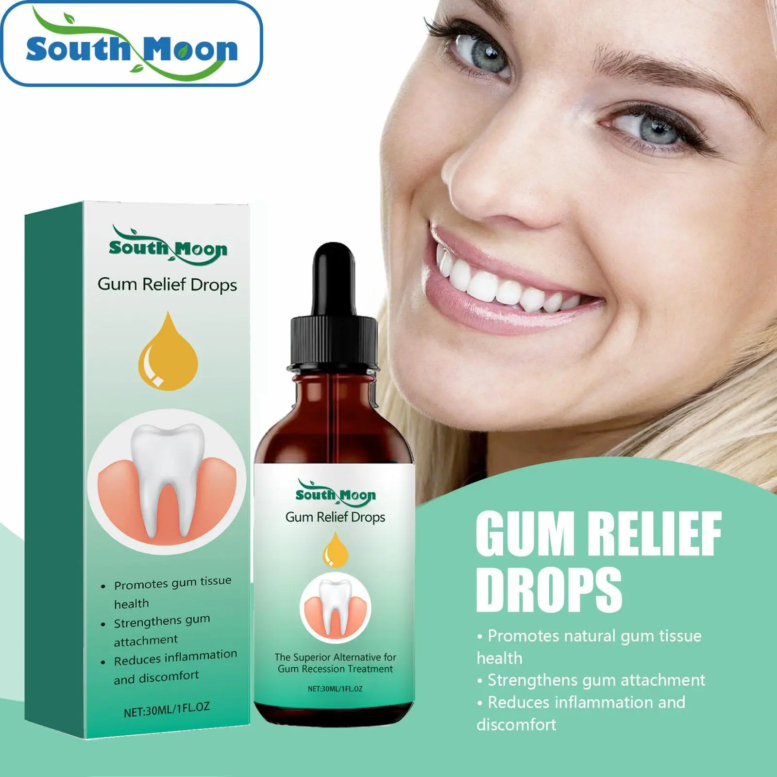 30ML Gum Repair Drops Relieve Receding Gingival Swelling Gum Cleaning Care Oral Periodontal Hygiene Remove Yellow Remove Stain