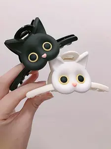 2 Pieces Charming Hairpin Shaped Like a Cartoon Cat Paw, Perfect for Both Teens And Adults - Made of Matte Plastic, Featuring a Minimalist Design, Large Dimensions, Solid Color, Rectangular Form, And Playful Details
