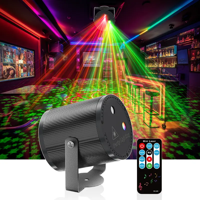RGB Lighting LED Laser DJ Disco Lights - Voice-Controlled 7-Color Rotating Flashing Radium Spotlights, Starry Sky Aurora Projector for Home Party Bedroom Decor Gift
