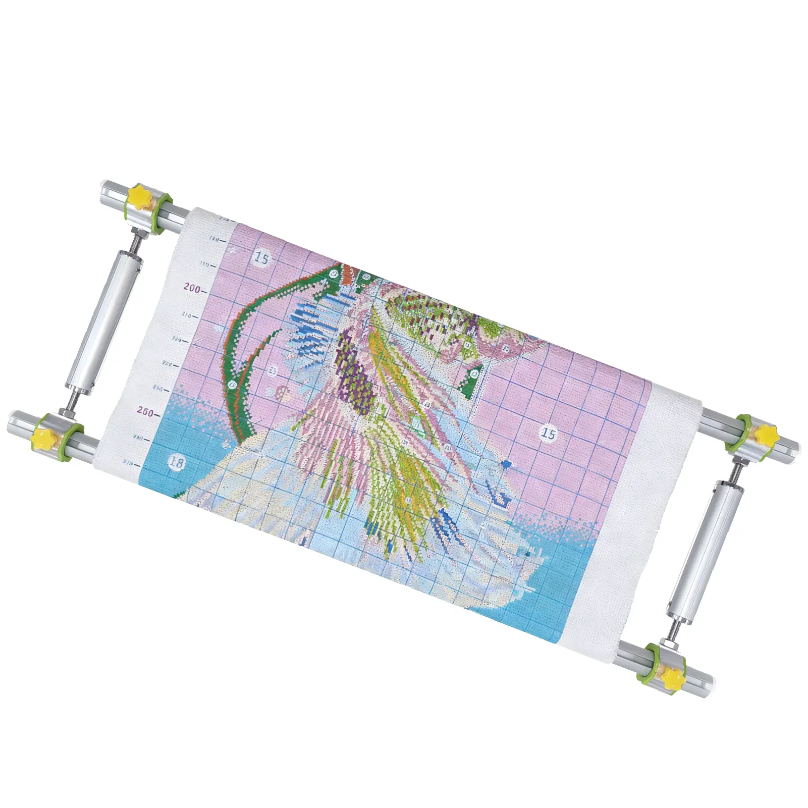 Couple Embroidery Art 31.5in (80CM) 4-Slot Cross Bar 15CM Adjustable Side Bars Sliding Cross Stitch Frame -  2.8CM Diameter Aluminum Alloy 4-Slot Extra Thick Scroll with Adjustable Width and Length for Cross Stitch Needlepoint Quilting Universal