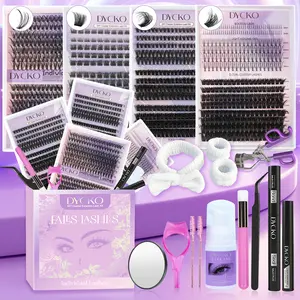 Dycko 3D False Eyelash Gift Box Set, Eyelash Extensions Kit, 14-Piece D Curl Waterproof Long-Lasting Natural Dense Lashes Kit with Tools & Accessories