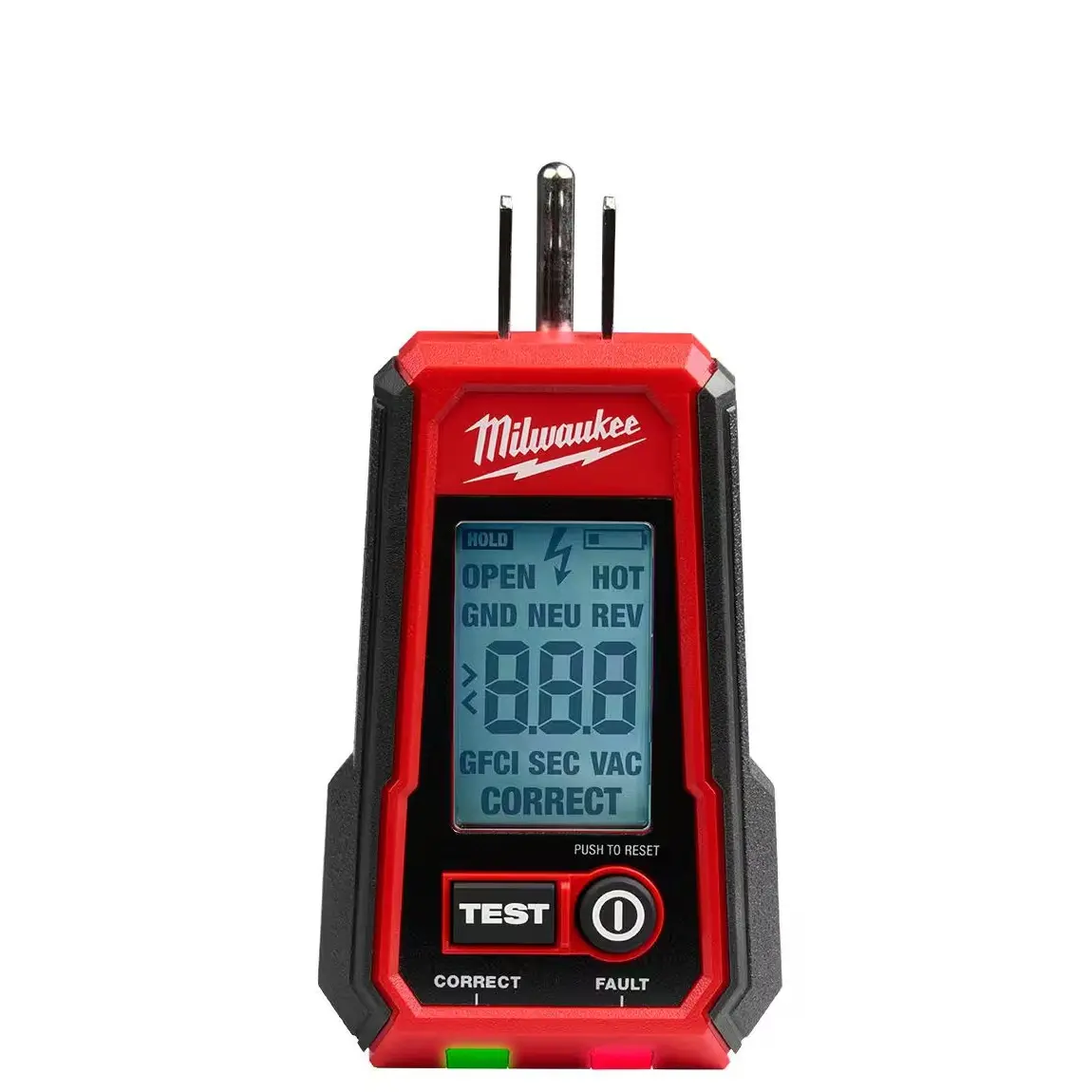 MILWAUKEE Digital GFCI Receptacle Tester 2224-20, Electrical Measuring Tool with LCD Voltage Read for Outlet Testing, Outlet Tester