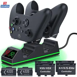 ESYWEN Dual Wireless Controller Charging Station For Xbox Series X|S/Xbox One X/S/One Elite With 2 x 4320mWh Rechargeable Battery Packs
