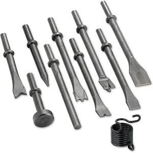 10pcs Air Hammer Chisel Bits Set, Pneumatic Air Chisel Punch Bits  Concrete, Stone, Tile, Masonry, Rust Removal and Demolition