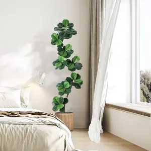 Fiddle Leaf Fig Artificial Tree with White Planter,7ft Faux Plants Indoor with Moss, Fake Rubber Tall Fake Floor Plant in Pot - Artificial Trees for Home Office Living Room Decor Decorative Fruit Silk Gift Outdoors
