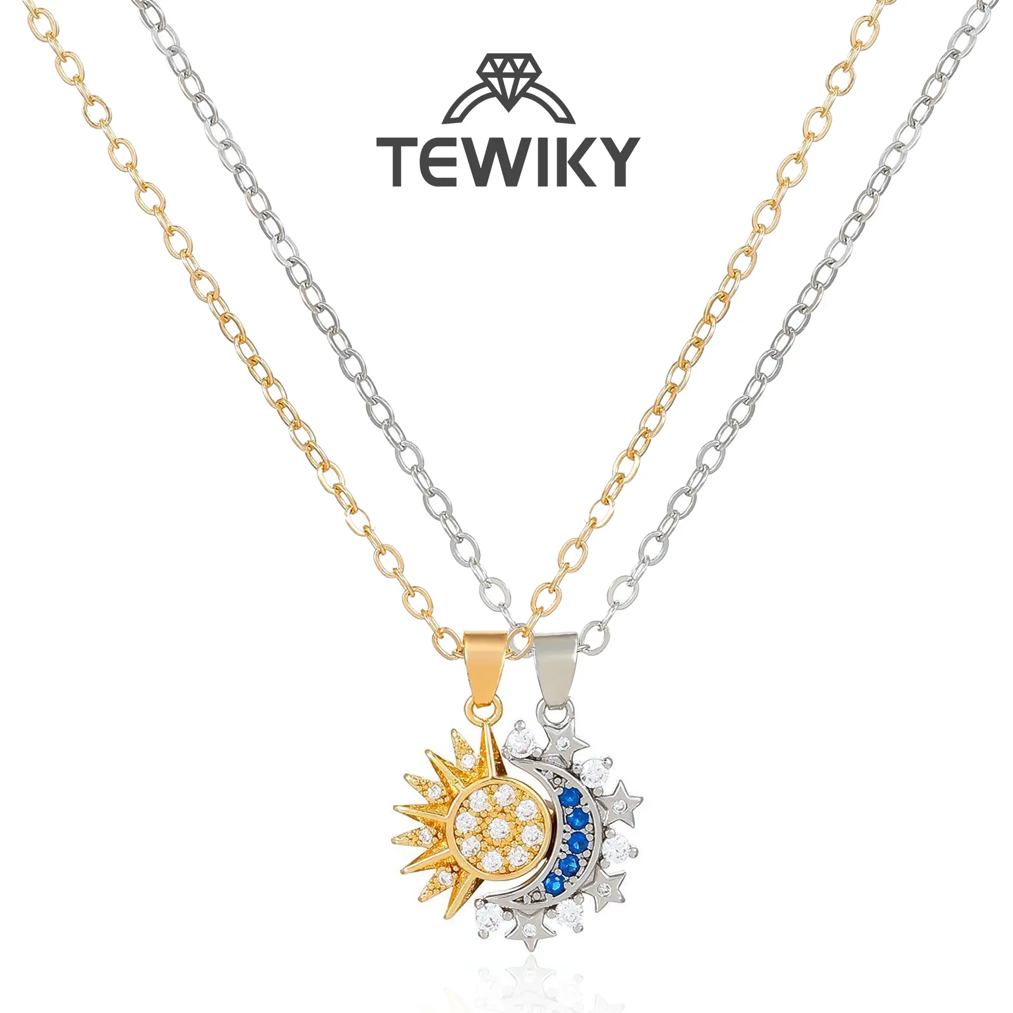 Tewiky Sun and Moon Magnetic Pendant Necklace for Women, double venus necklace Nickel-Free Copper, Lightweight & Comfortable, Elegant Jewelry Gift for Party, Love & Back to School Hypoallergenic