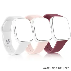 Silicone Watch Band (Band Only), 3 Counts Soft Breathable Sport Replacement Watch Band, Smartwatch Strap for Fitbit Versa 2 / Fitbit Versa/Versa Lite/Versa SE, Smart Watch Accessories