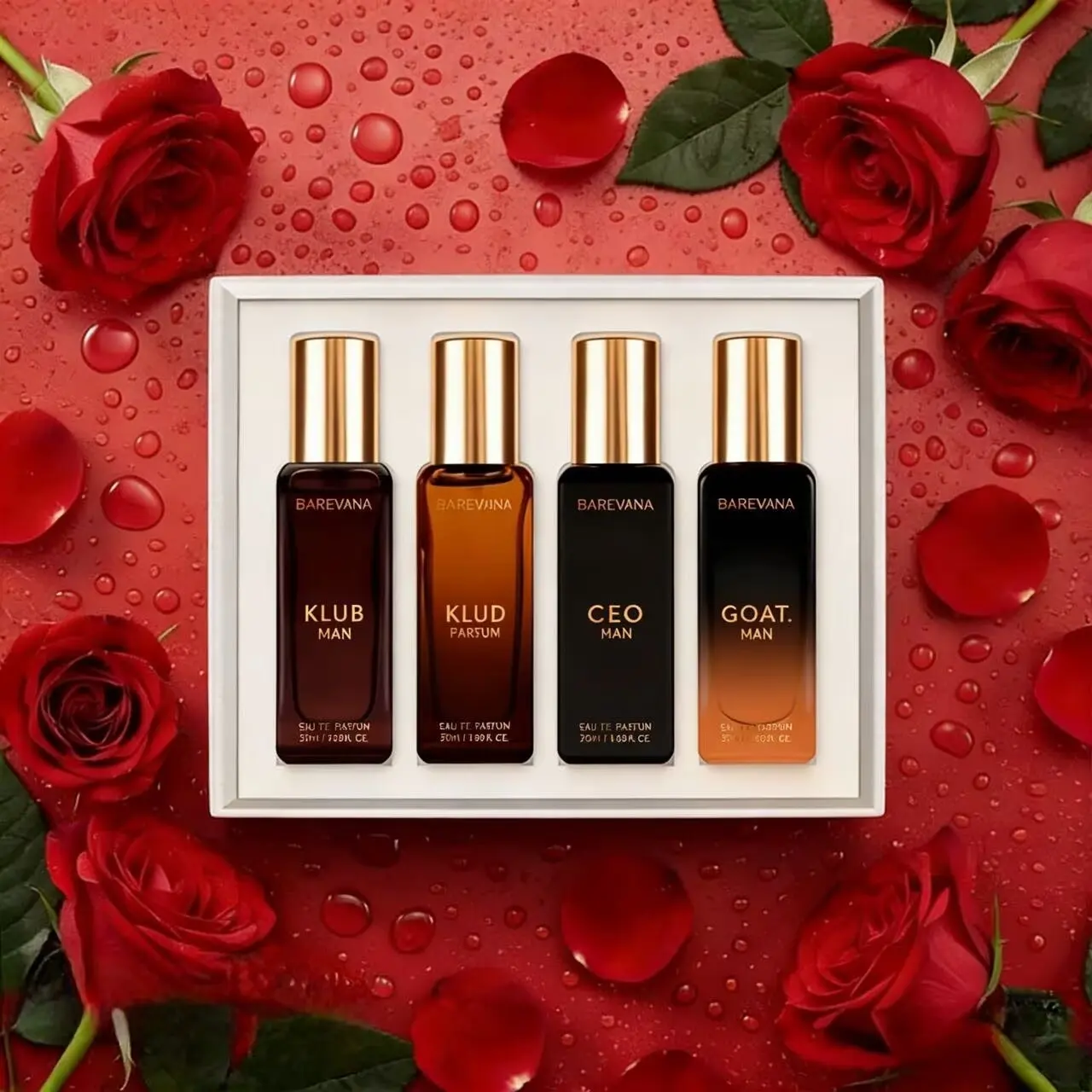 4x20ml Perfume Set for Men Women, Oud Woody & Aquatic Fresh Eau De Parfum, Long Lasting Arabian Fragrance, Barevana Scent Collection, Romantic Gift, Premium Gift Set