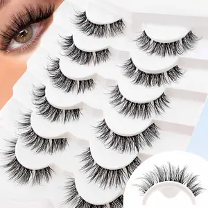 6 Pairs Natural False Eyelashes Transparent Line Fine Fake Lashes, Volumized False Eyelashes, Fluffy Eyelashes, Natural Look, Easy Apply, Perfect for Daily Use & Special Occasions