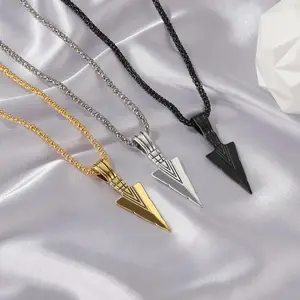 1/3 Pcs Stainless Steel Pendant Necklaces for Men Boys Cool Arrowhead Spearpoint Pendant Chain Necklaces Set Viking Gifts for Men
