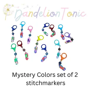 Set of 2 Mystery Color Crochet Stitch Marker Keychain Flip Flops