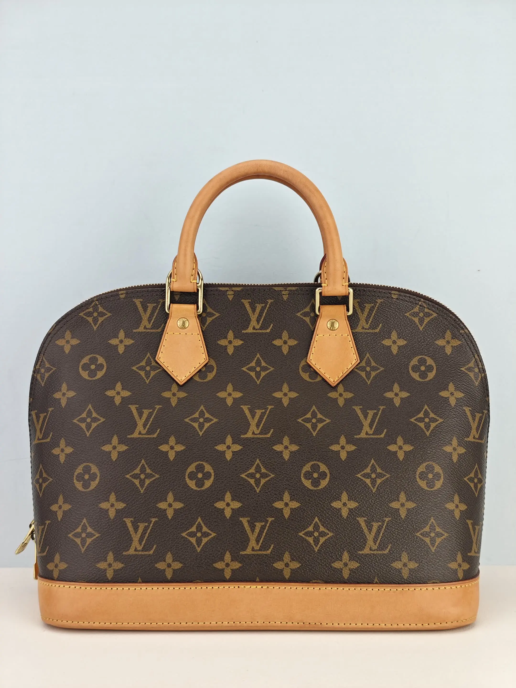 Pre-owned Monogram coated canvas and leather trim Shoulder bags Louis Vuitton Monogram Canvas Alma PM Satchel Handbag【FL2068】