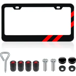 2-Pack Matte License Plate Frame for Dodge Accessories Challenger Universal Solid Rust-Proof Aluminum License Plate Cover Bracket for Front and Rear Car Emblems (Red)