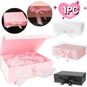 Bow Ribbon Foldable Gift Box for DIY Holiday Birthday Wedding Party Favors, Elegant Packaging Solution, Perfect for Special Occasions, Classy Gift Box
