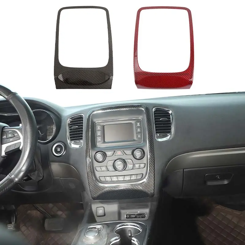 Pre-Pasted Carbon Fiber Style ABS Central Control Navigation Panel Cover for 14-20 Dodge Durango, Auto Car Interior Accessory Dashboard Sticker with UV Protection, Scratch Resistance, Fade Resistance