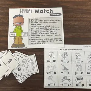 Memory Match Game with Short Vowels