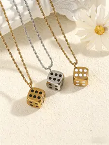A must-have for streetwear lovers! 3D dice pendant necklaces made of stainless steel that won’t fade, Minimalist Chain. Available in black-gold and white-gold, perfect for single wear or layering.